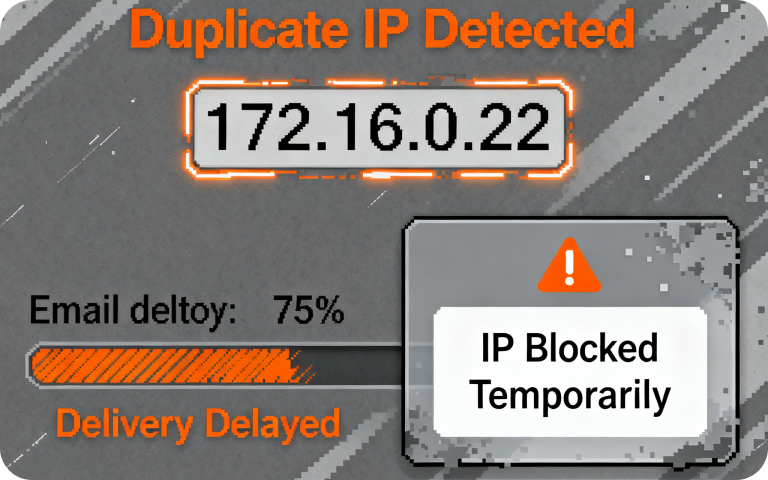 Block or delivery delay due to IP duplication